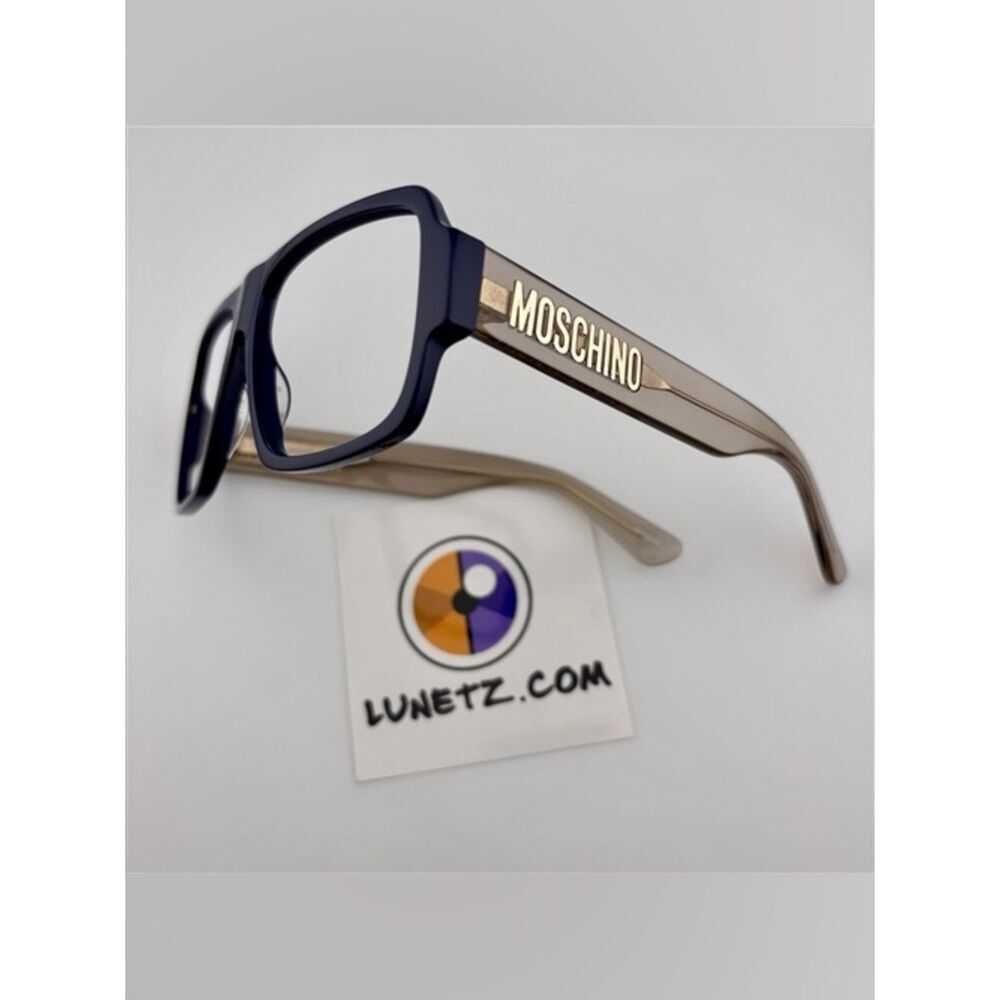 Moschino Navy Front with Beige Temples Logo Eyeglass Frames